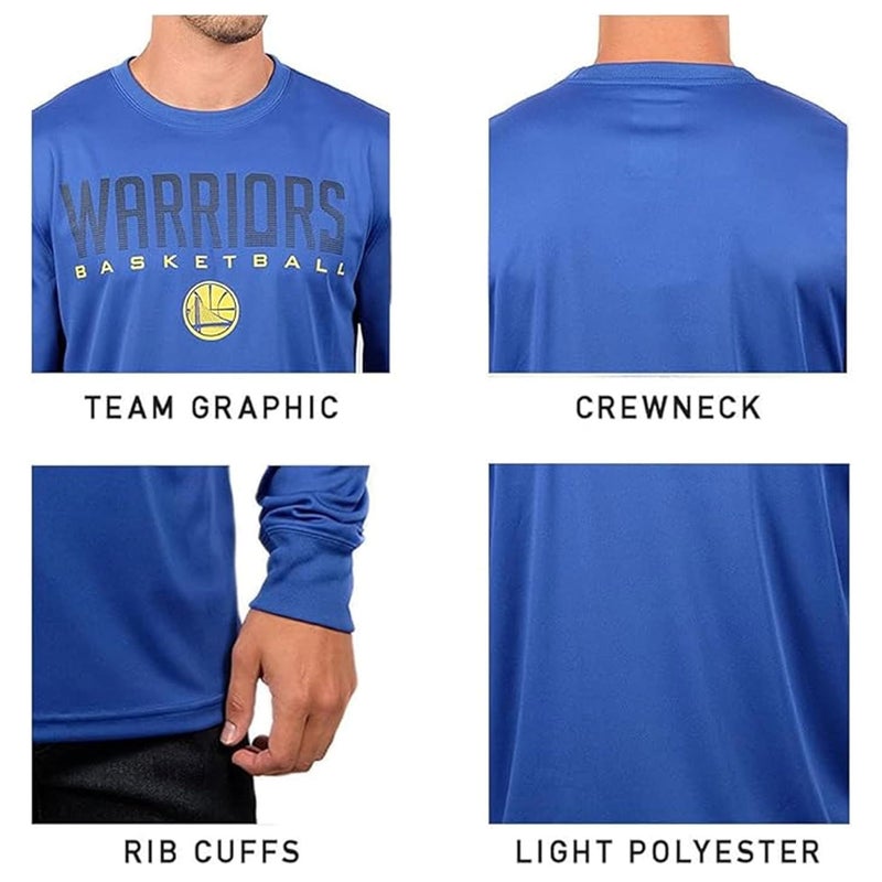 Ultra Game NBA Official Menâ€™s Super Soft Game Day Long Sleeve T-Shirt - Unisex, Golden State Warriors, Team Color, Medium - Image 2
